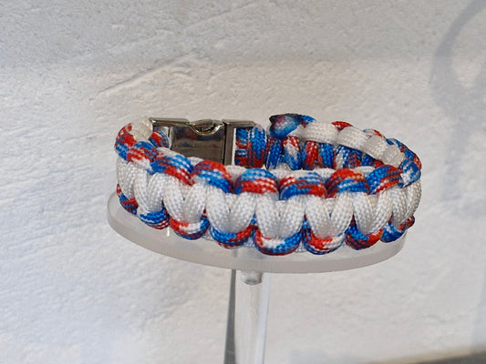 Bracelet Paracorde Biker – Bleu, Blanc, Rouge