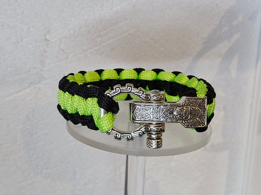 Bracelet Paracorde Biker – Noir et Vert avec Fermoir Viking