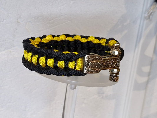 Bracelet Paracorde Biker – Noir et Jaune avec Fermoir Viking