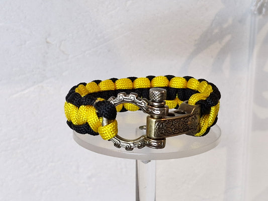 Bracelet Paracorde Biker – Noir et Jaune avec Fermoir Viking