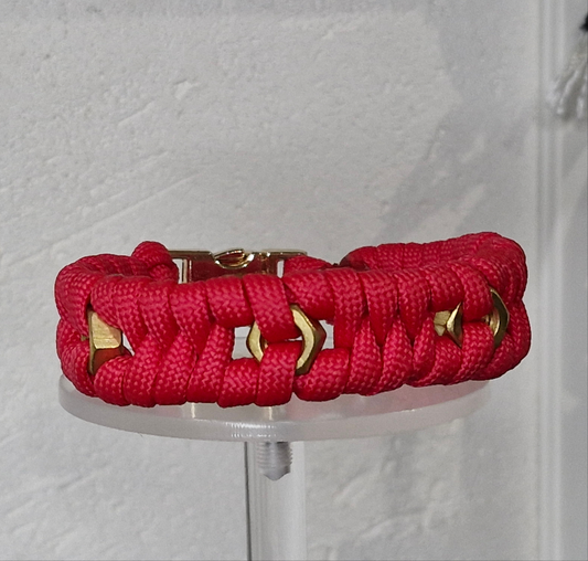 Bracelet Biker Tressé "RED Steel"