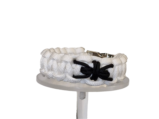 🕷️ Bracelet Paracorde Biker – Blanc & Noir 🕷️